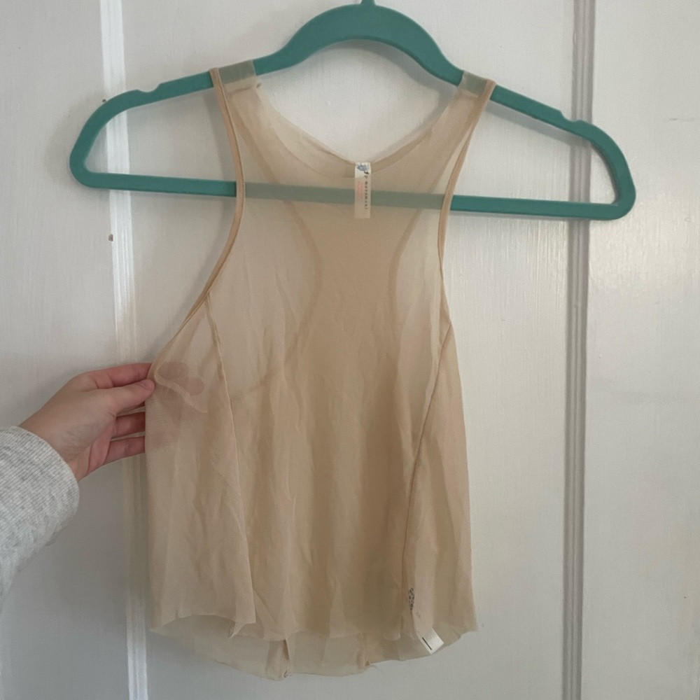 Free People sheer cropped cream razorback